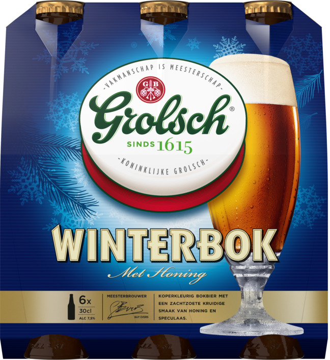 Grolsch Winterbok Sixpack met flesjes van 30cl Grolsch Winterbok Sixpack met flesjes van 30cl